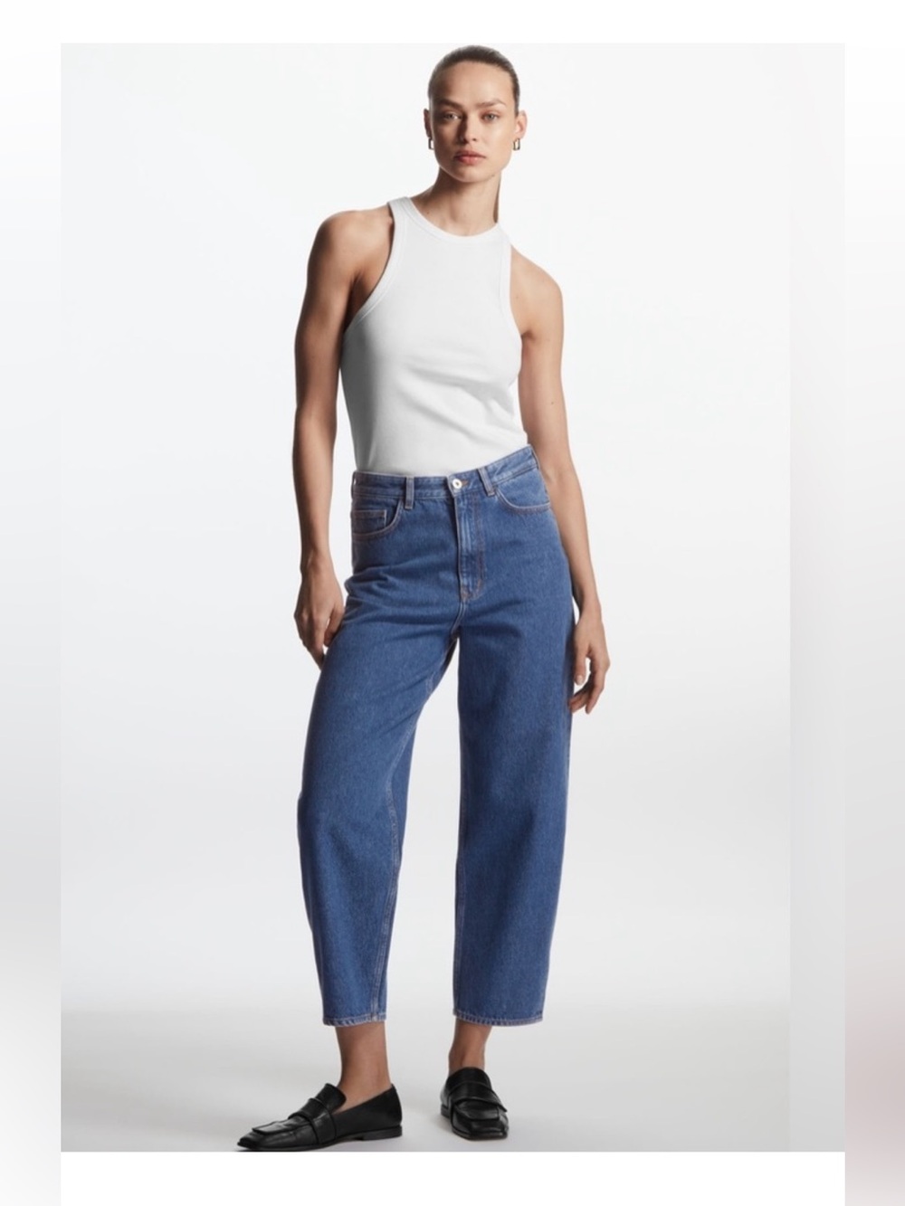 COS Mid Blue High-Rise Cropped Jeans